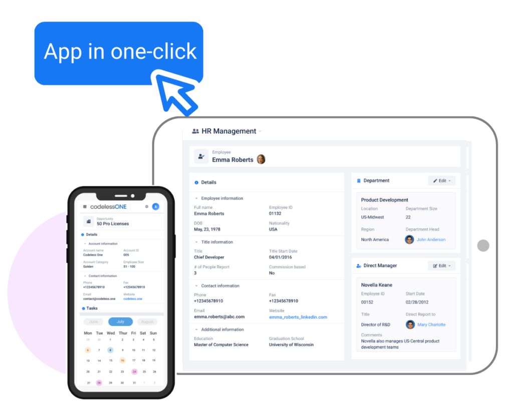 one click app screen
