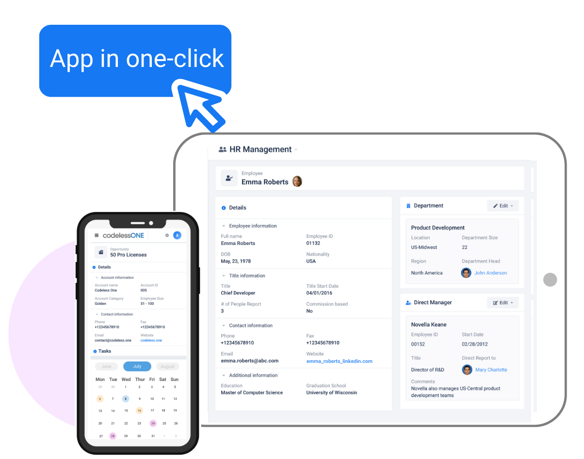 one click app screen