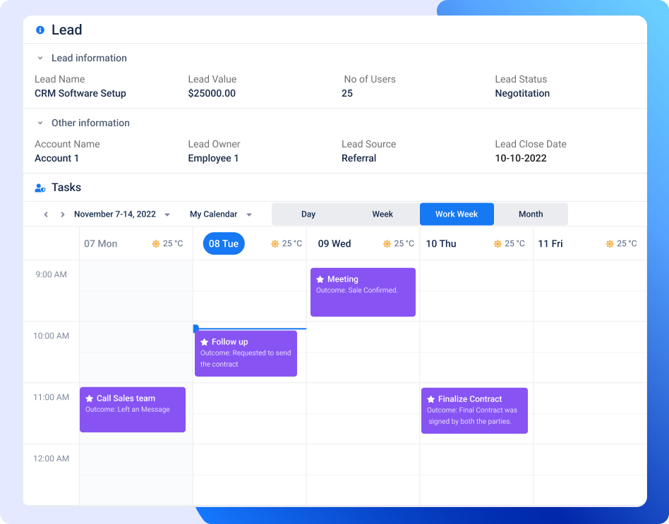 lead management calendar view