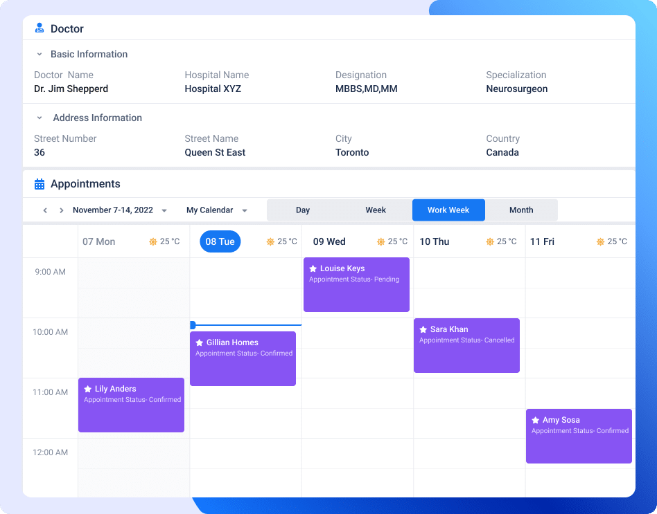 Calendar-Hospital Management 