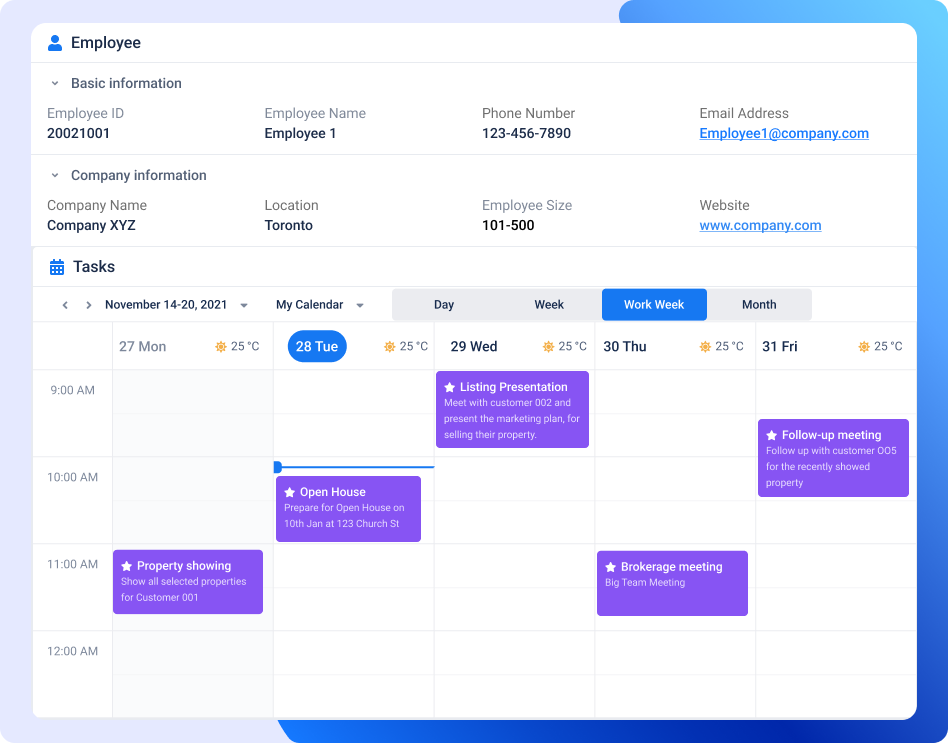 real estate management calendar view