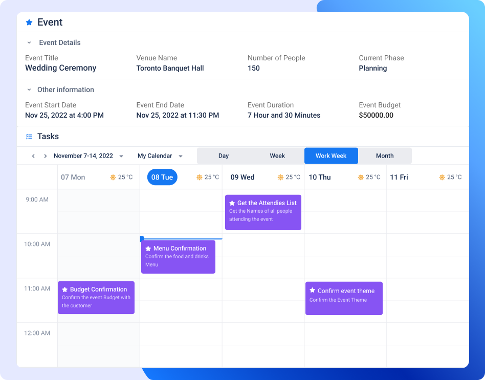 event management calendar view