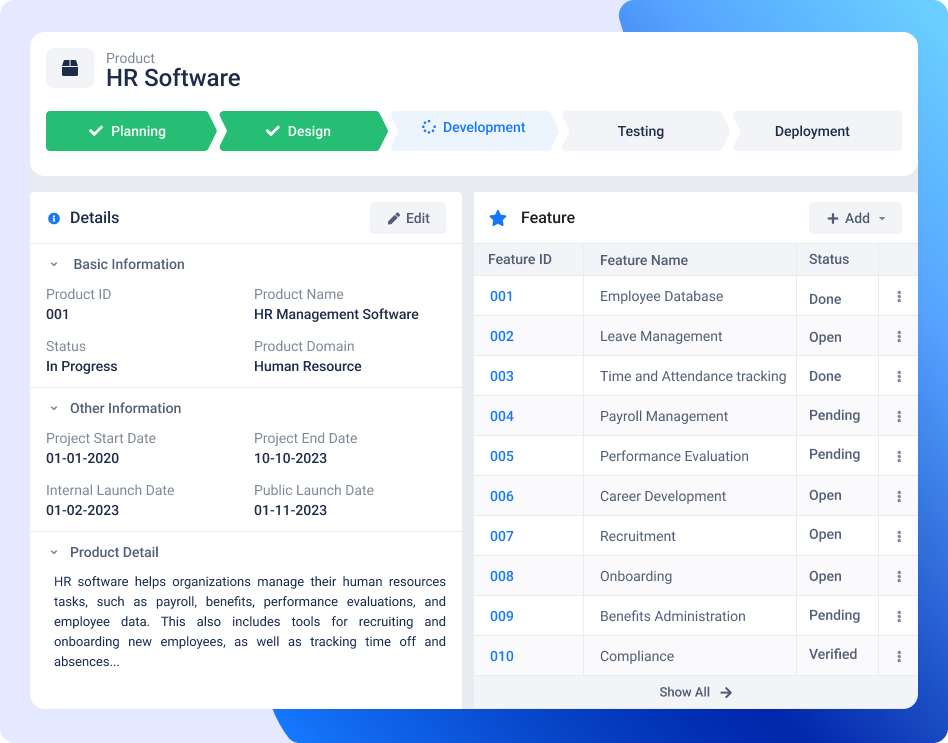Product development overview