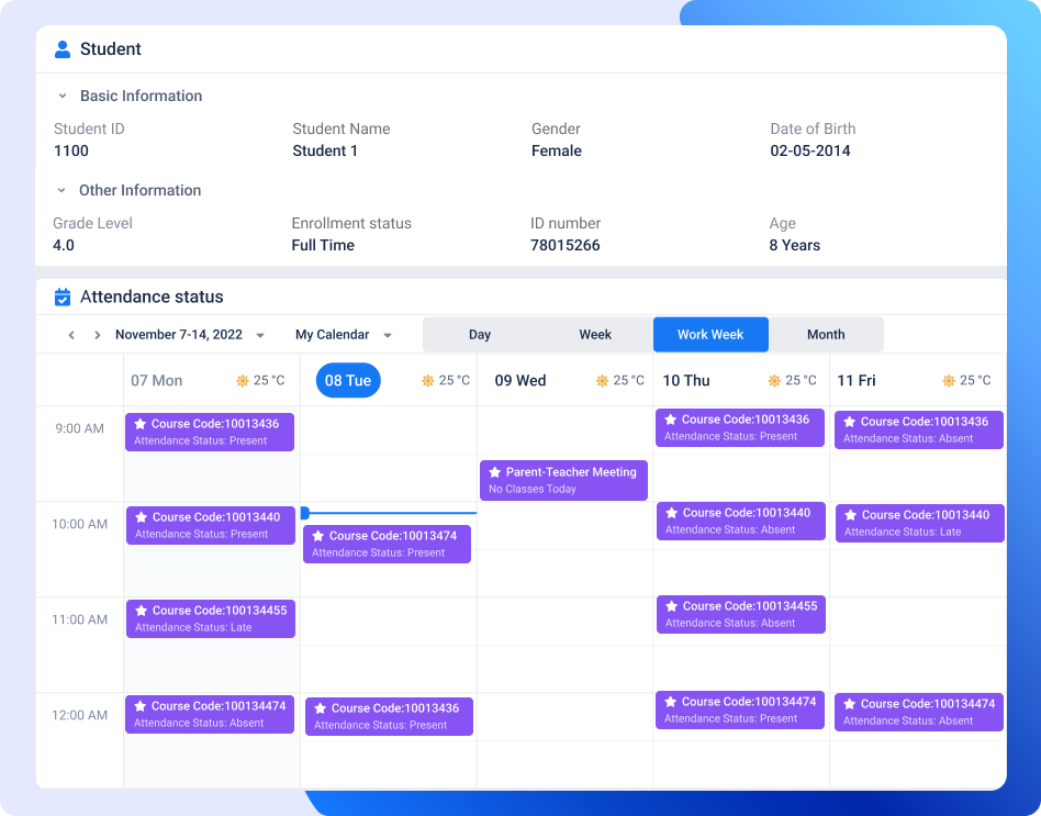 Calendar attendance management overview