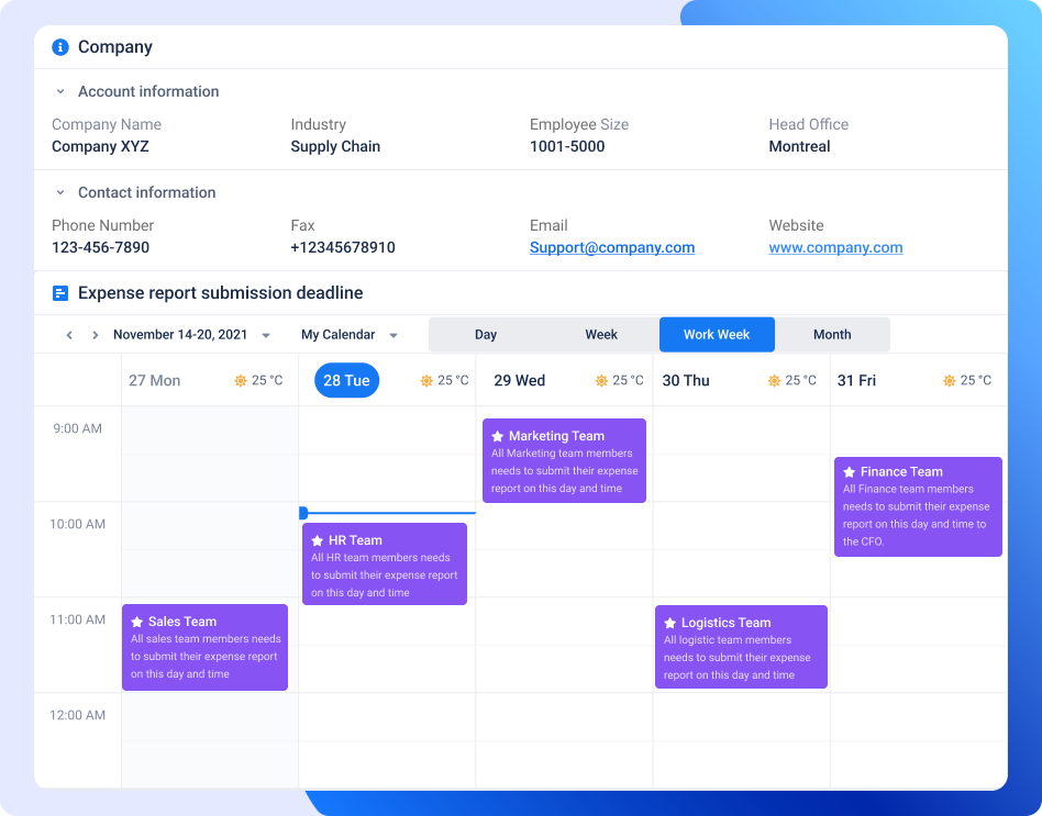 Calendar expense reimbursement 