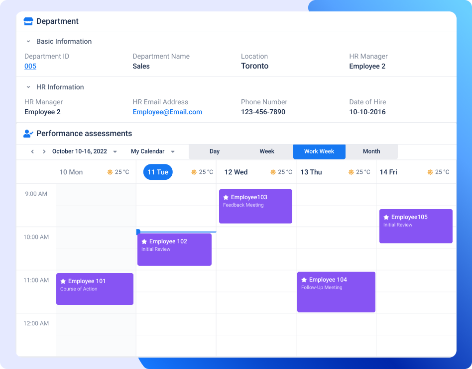 employee performance management Calendar