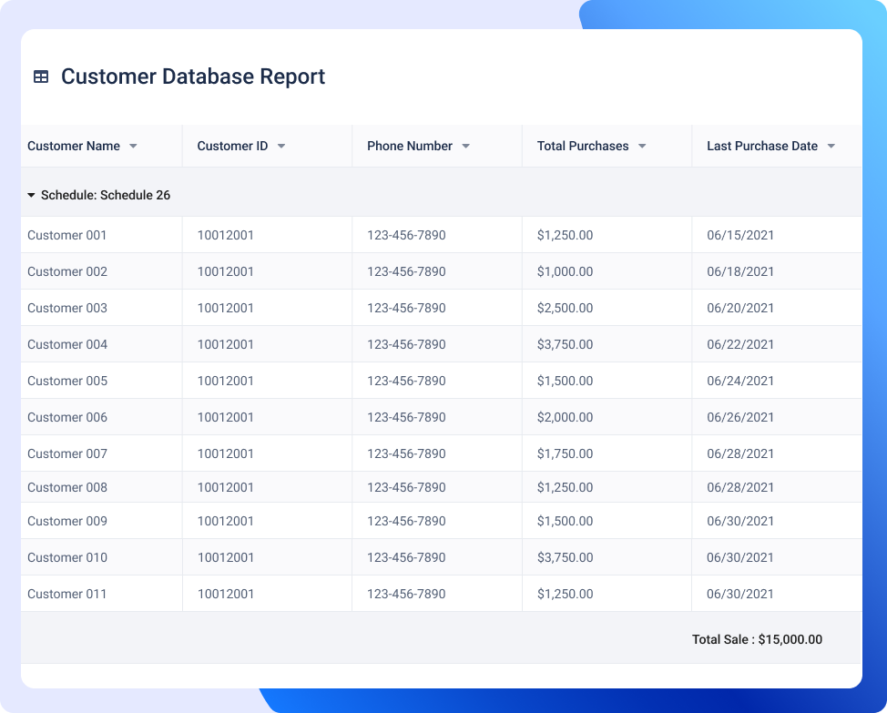 Customer Database reporting