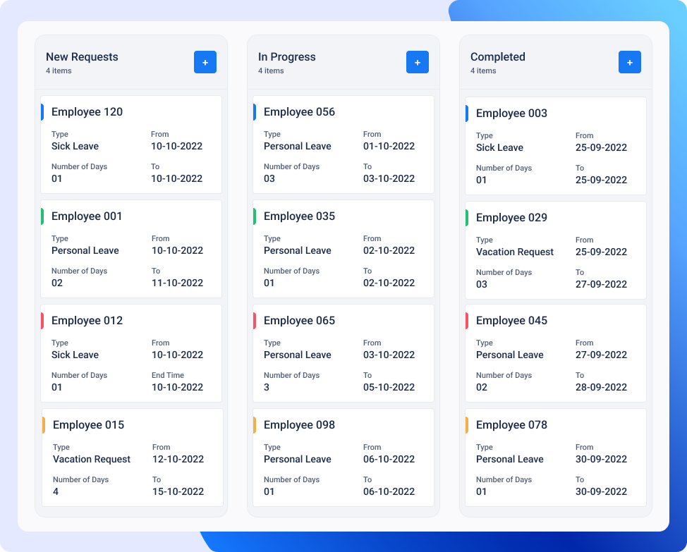 Kanban Board-Employee Leave Tracker