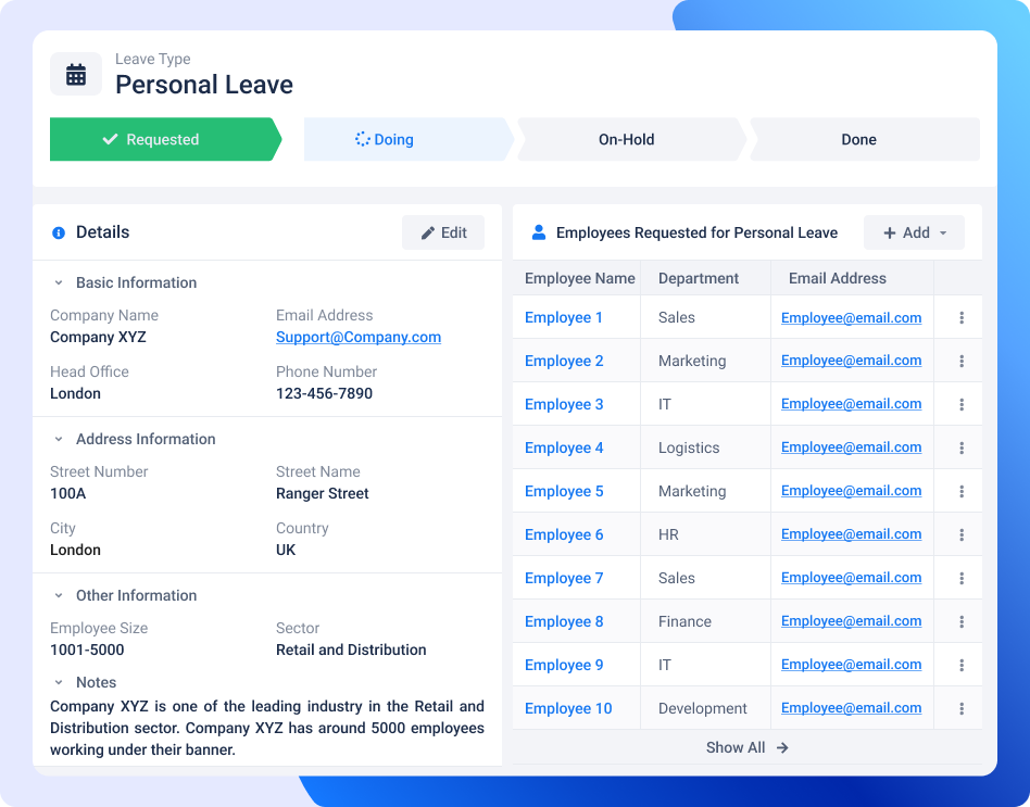 Overview of leave tracker 