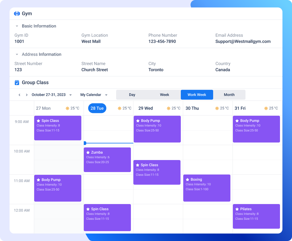 Calendar-Gym Management