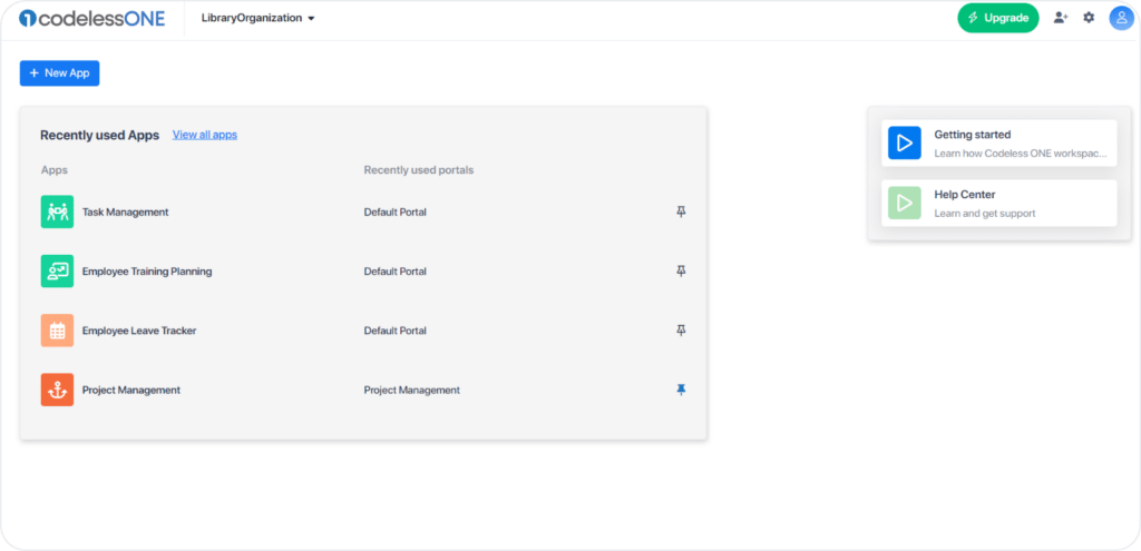 accessing codeless one app workspace