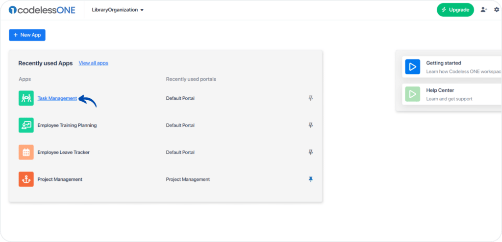 accessing codeless one app workspace 2