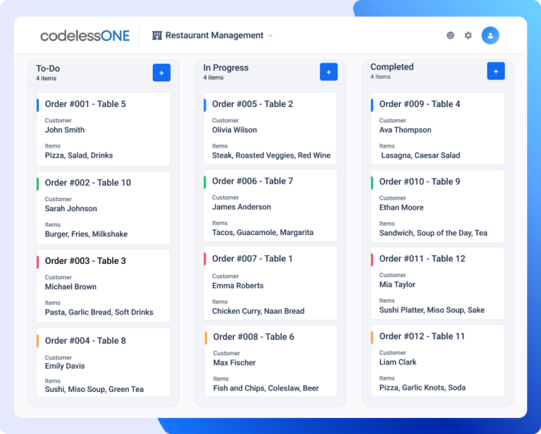 Restaurant Management Application | Codeless ONE